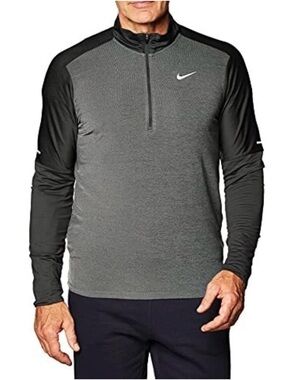 Nike Men's Dri-Fit Element Top Half-Zip Fleece Grey Black Sz Small CU6073-070